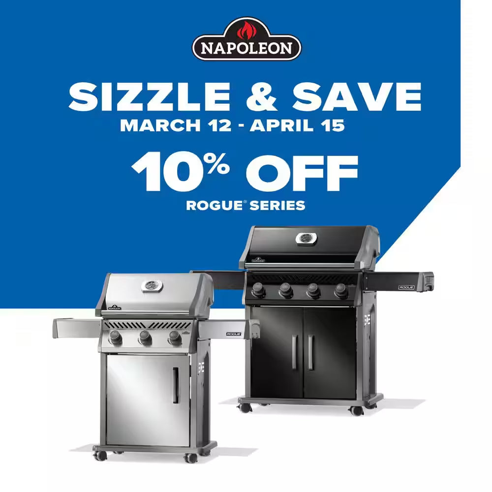 Rogue 425 3-Burner Propane Gas Grill in Black with Cast Iron Cooking Grids