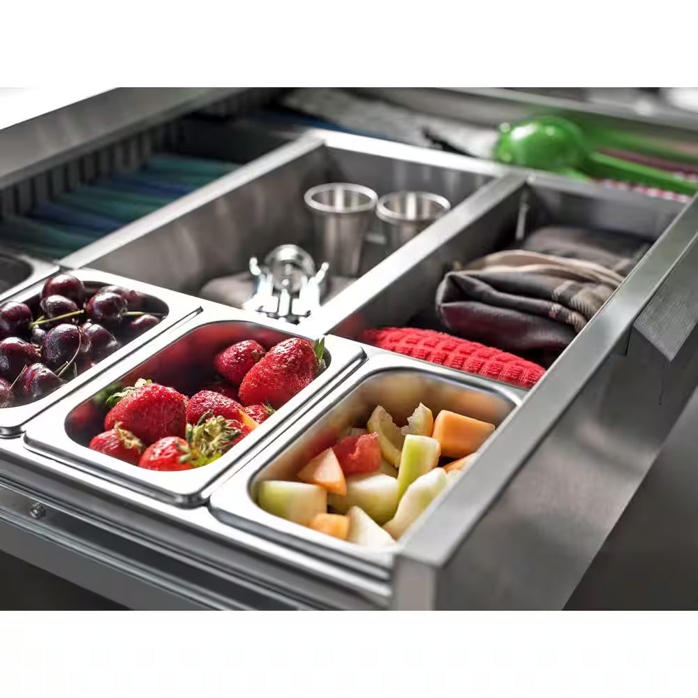 Outdoor Kitchen Stainless Steel 97 In. W X 36.5 In. H X 24 In. D 3-Piece Cabinet Set without Counter Tops