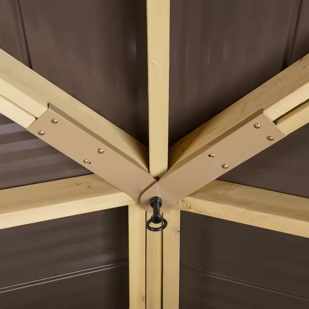 DIY Meridian 12 Ft. X 12 Ft. Cedar Wood Outdoor Gazebo Kit with Hardtop Metal Roof - Permanent Covered Patio Shade