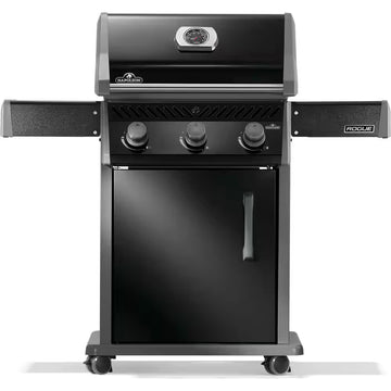 Rogue 425 3-Burner Propane Gas Grill in Black with Cast Iron Cooking Grids
